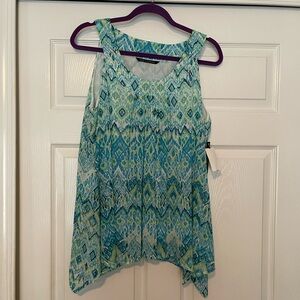 Zac & Rachel Asymmetrical Blue and Green Tank Top